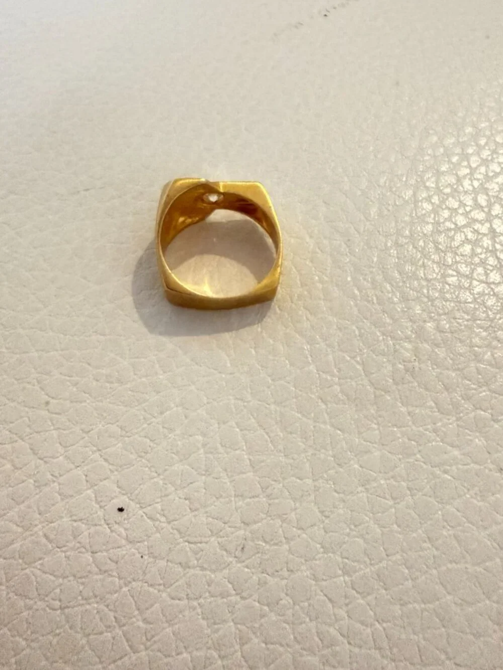 14K YELLOW WHITE GOLD MODERNIST GEOMETRIC BEZEL DIAMOND STATEMENT RIN SIZE 8.5